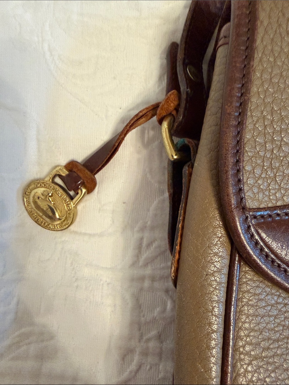 Dooney & Bourke Brown and Taupe Leather Crossbody Bag - Picture 4 of 9